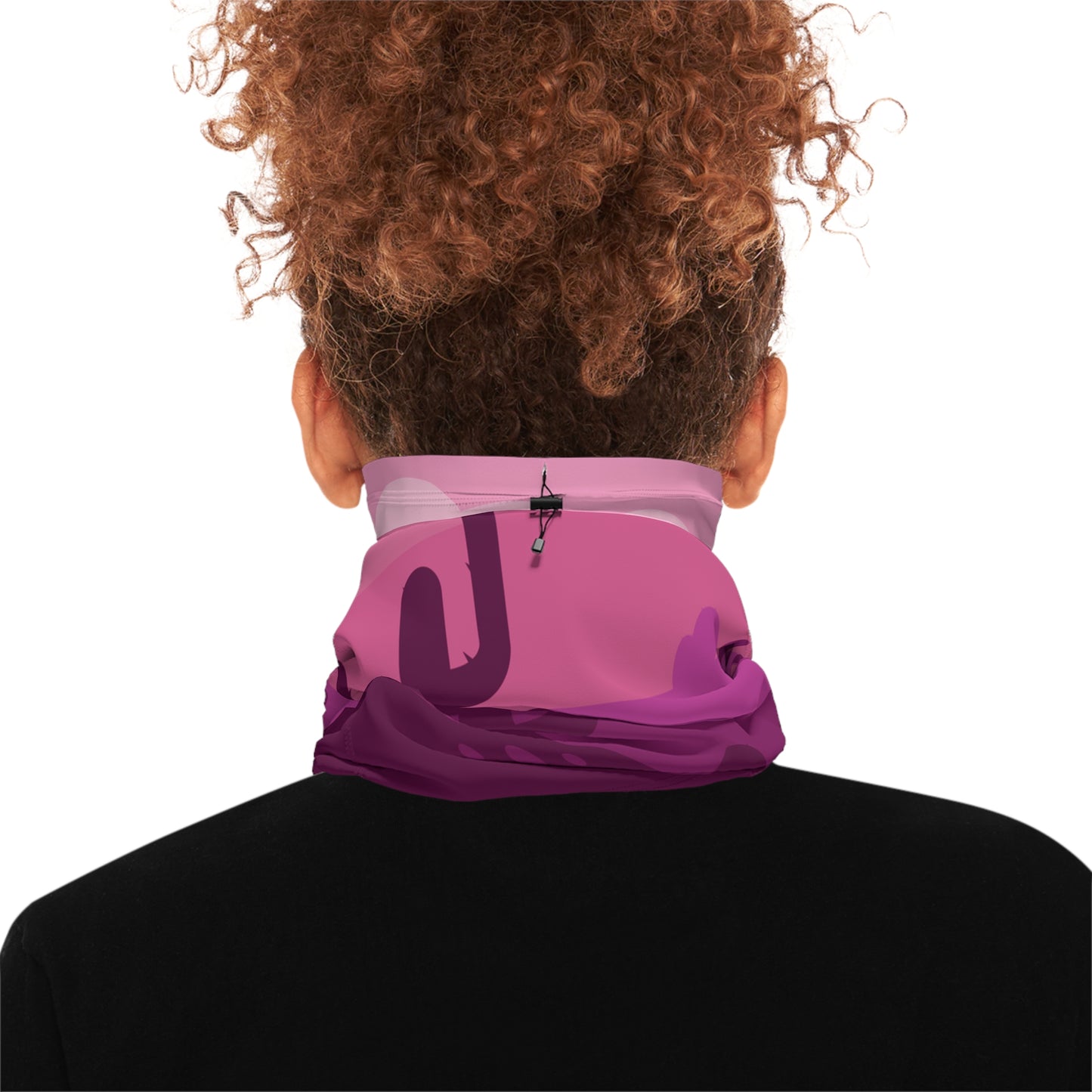 Pink Desert Sunset Neck Gaiter with Drawstring — Warm Winter Face Mask, Cactus Sunset Design