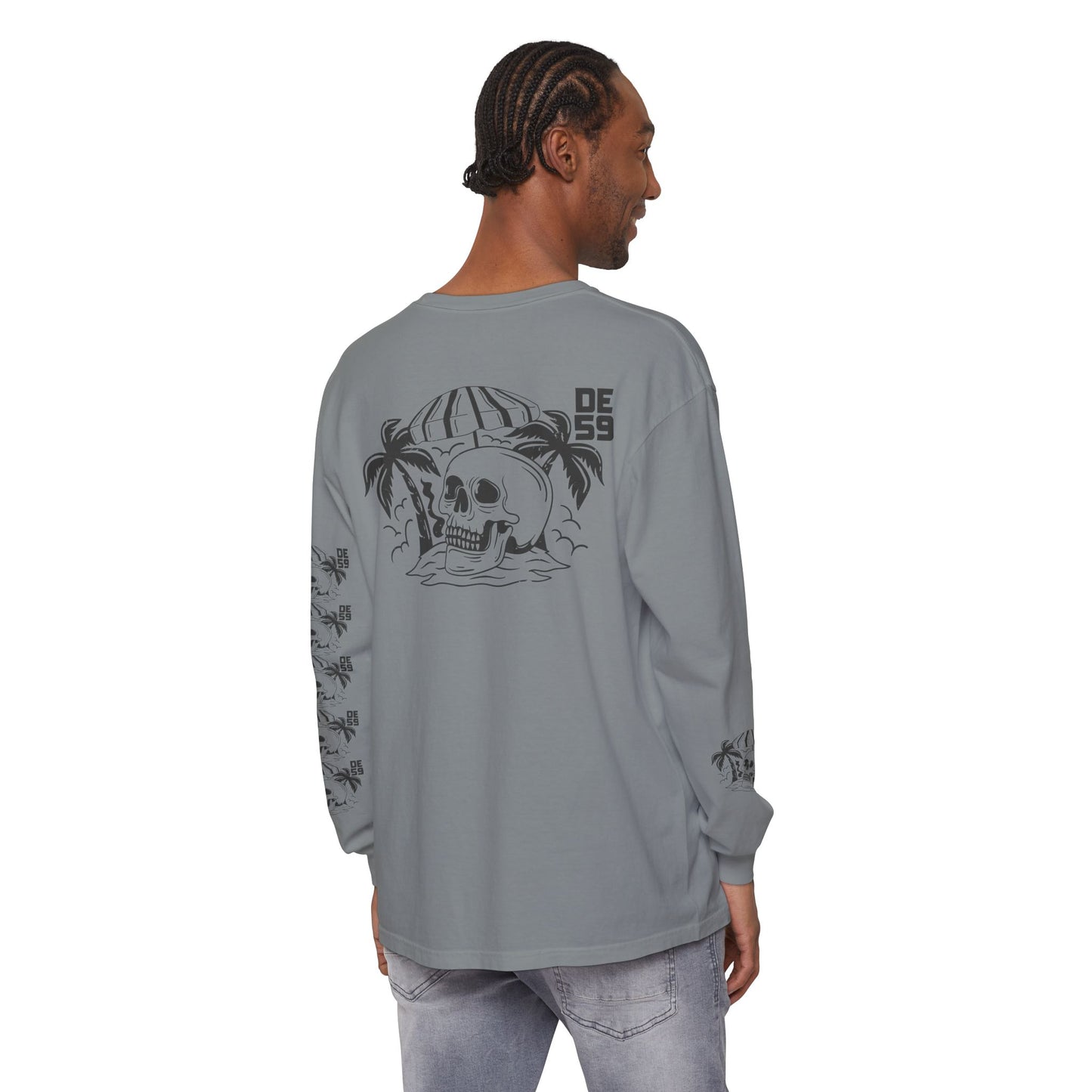 Unisex Garment-dyed -skull island Long Sleeve T-Shirt