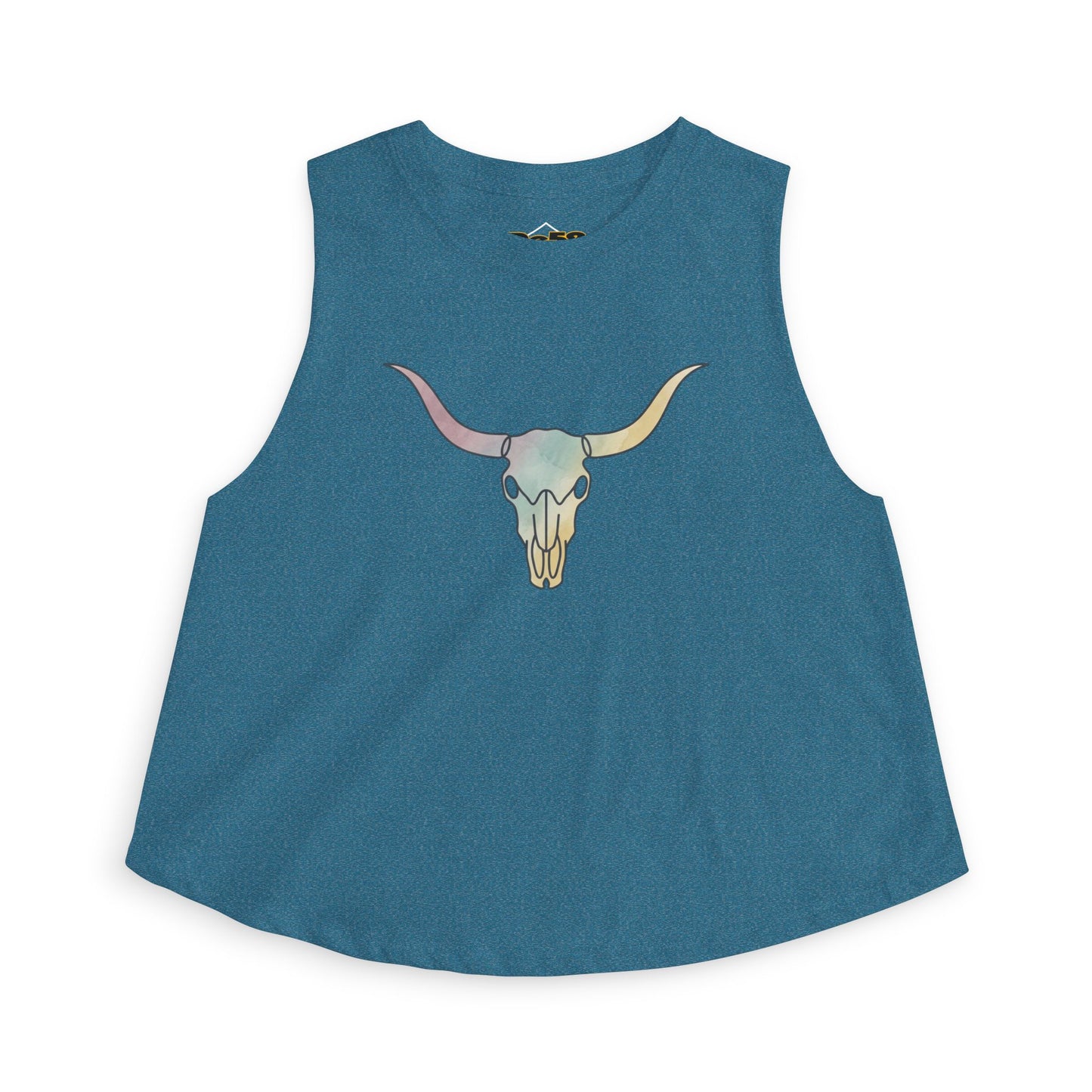 Pastel Bull Skull Crop Top — Women's Boho Western