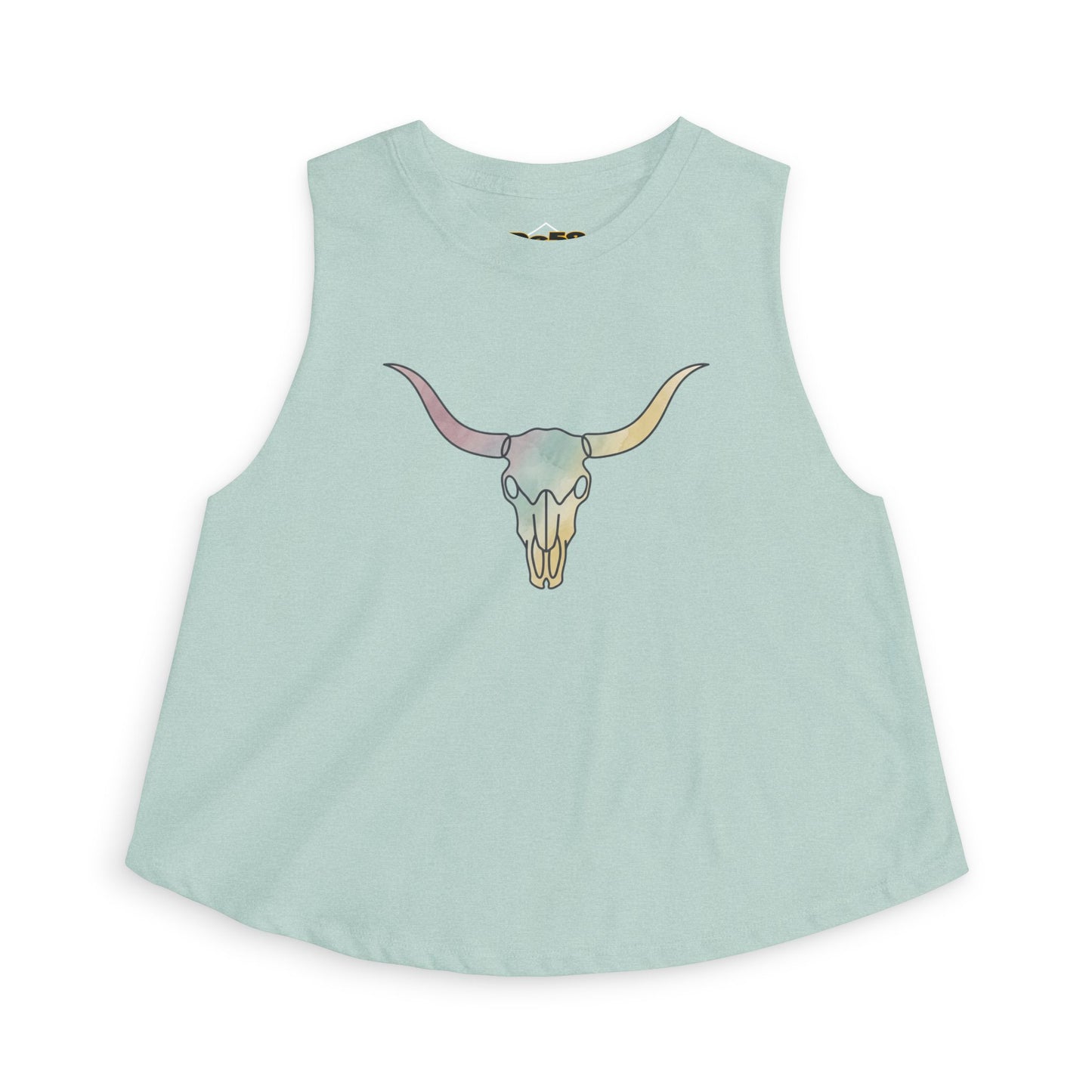Pastel Bull Skull Crop Top — Women's Boho Western