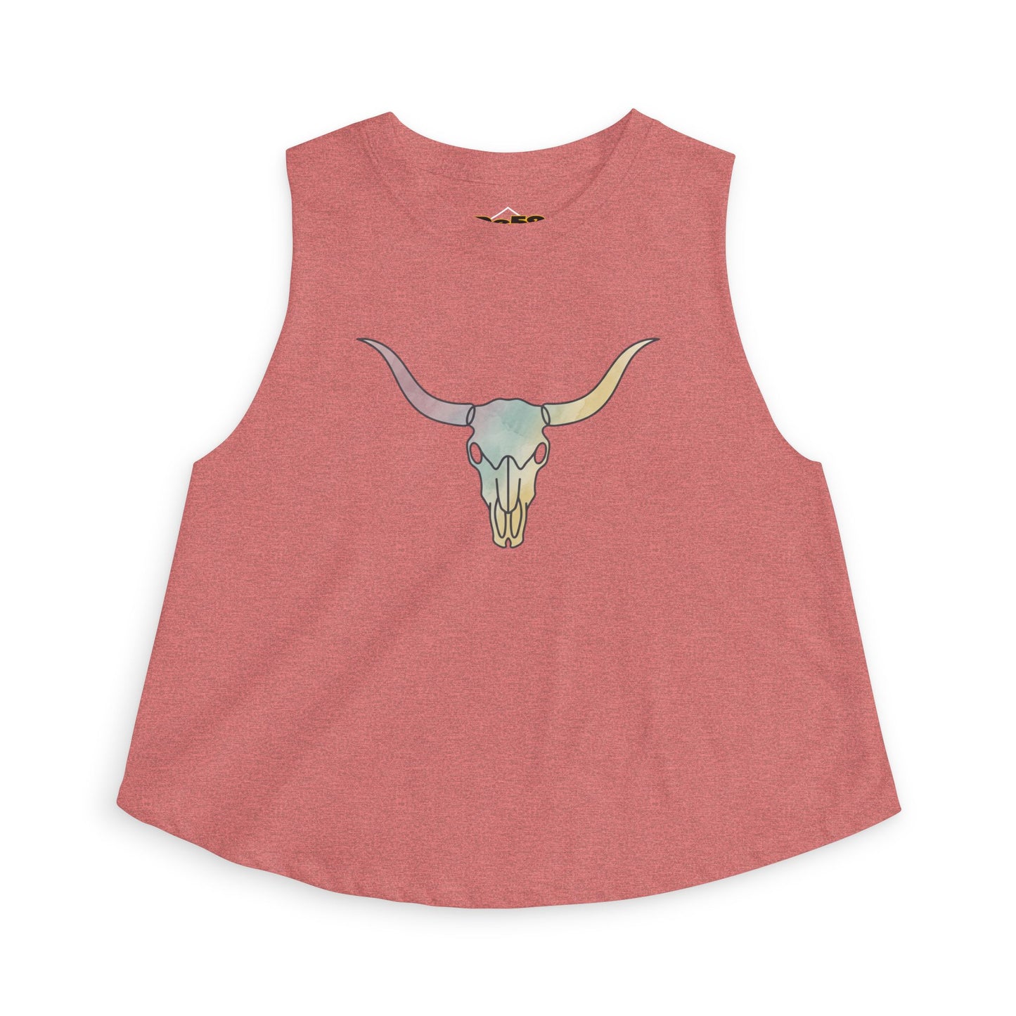Pastel Bull Skull Crop Top — Women's Boho Western