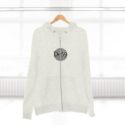 Zip Hoodie — Retro Checkered 'De59' Logo Zip-Up Hoodie