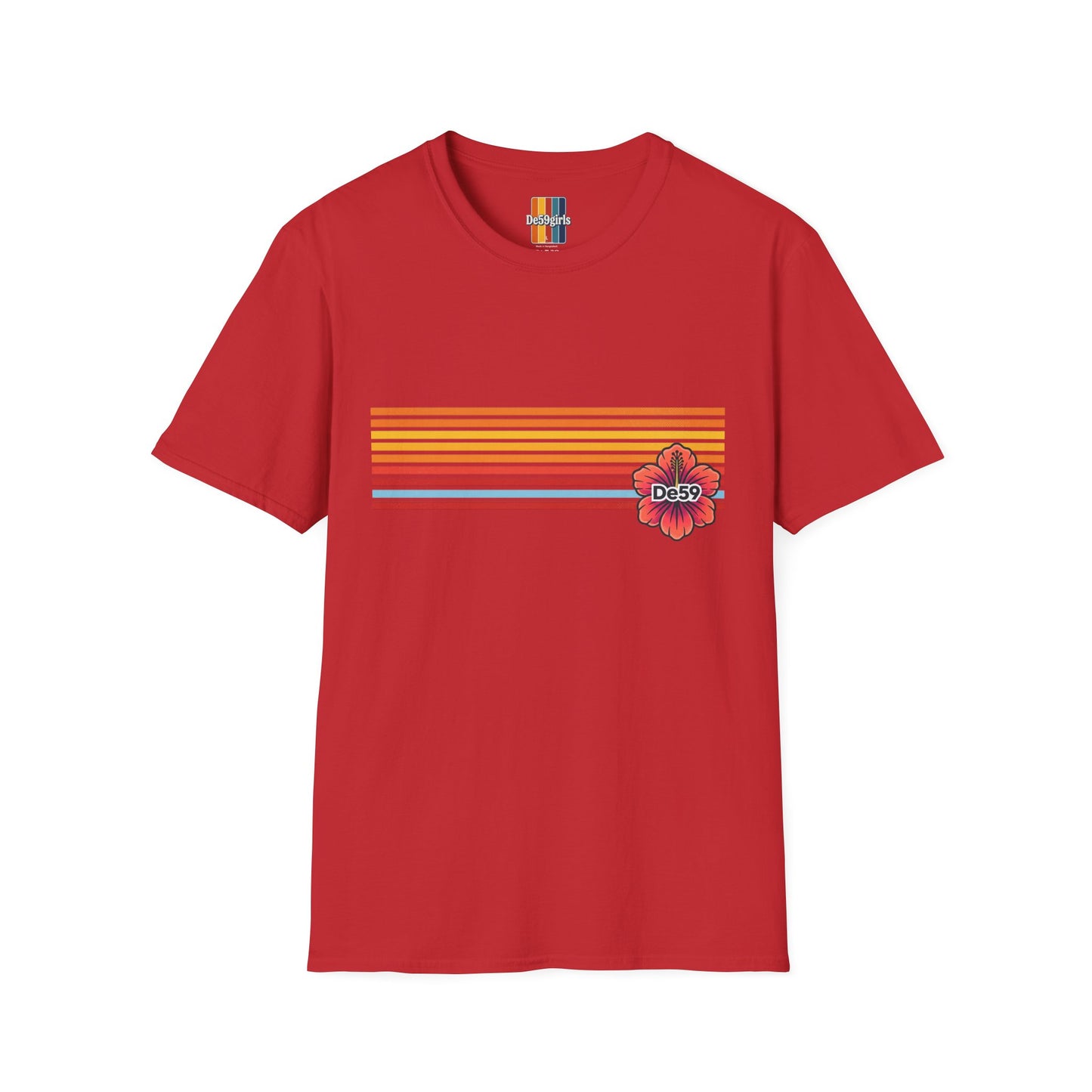 Retro Sunset Stripe T-Shirt — De59 Chest Logo