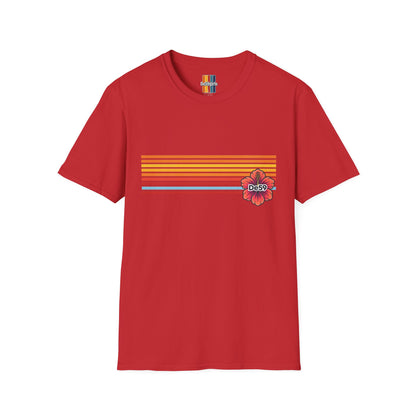 Retro Sunset Stripe T-Shirt — De59 Chest Logo