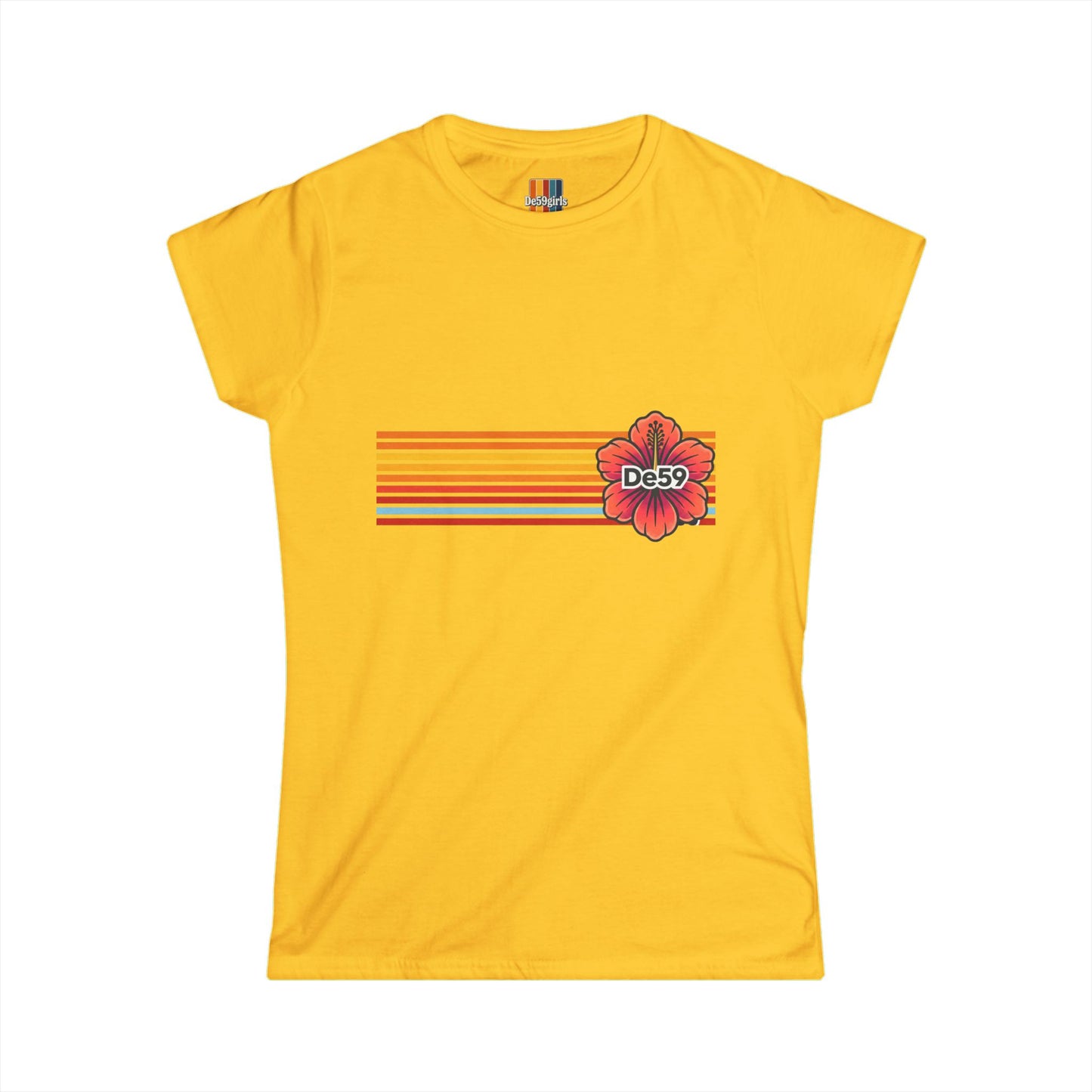 Retro Sunset Stripes with Hibiscus "Da-59"