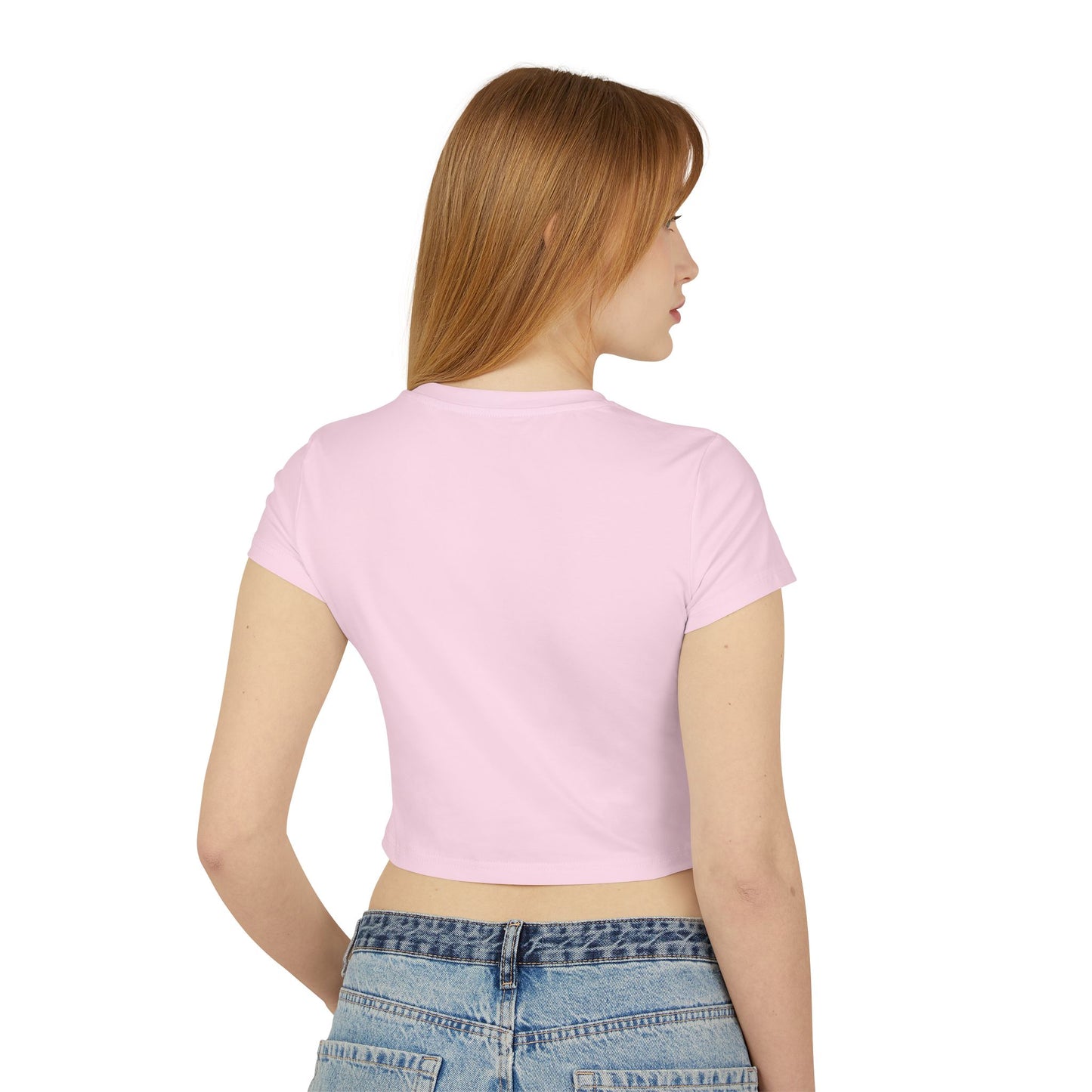 Pink Butterfly Baby Tee — Women's Cropped Graphic Tee