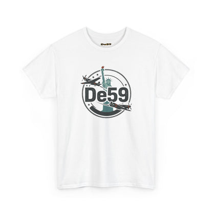 DE59 Aviation Graphic Tee – Statue of Liberty & Star Travel T-Shirt