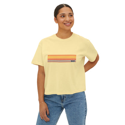 Retro Stripe Boxy Tee — Women's Vintage-Inspired Crop T-Shirt