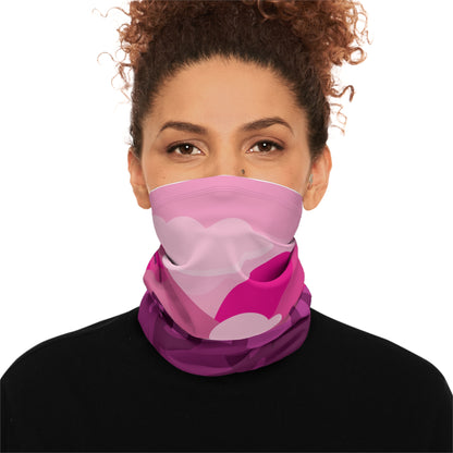 Pink Desert Sunset Neck Gaiter with Drawstring — Warm Winter Face Mask, Cactus Sunset Design