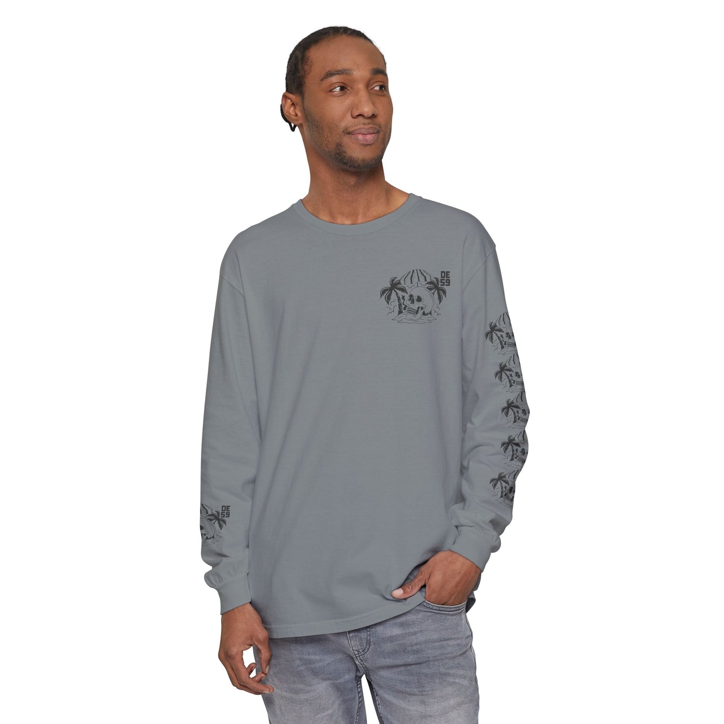 Unisex Garment-dyed -skull island Long Sleeve T-Shirt