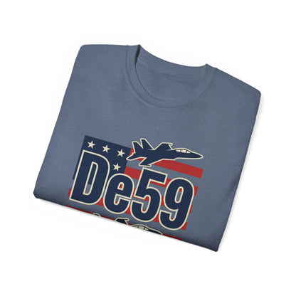 De59 Jet Fighter Tee — American Flag Military Aviation T‑Shirt