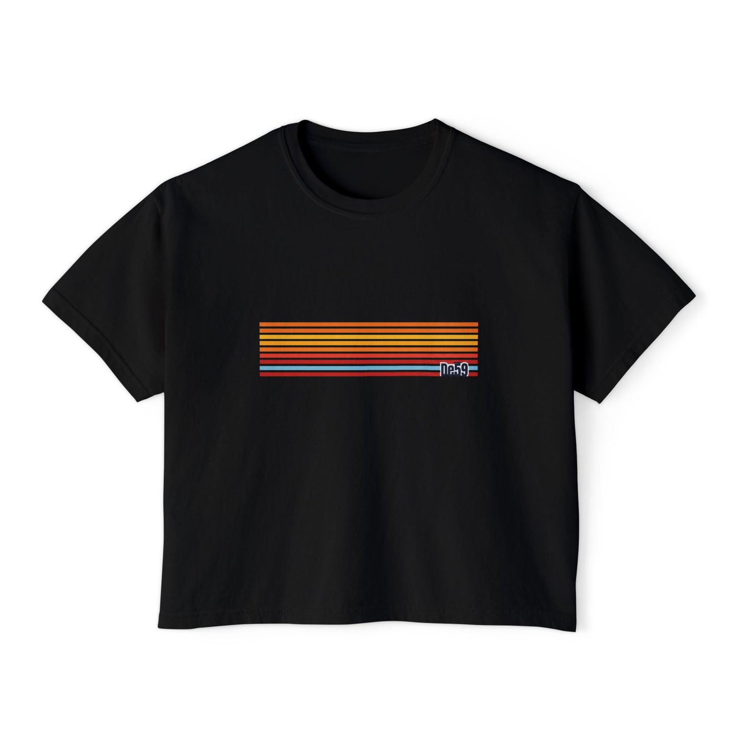 Retro Stripe Boxy Tee — Women's Vintage-Inspired Crop T-Shirt