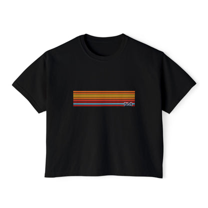 Retro Stripe Boxy Tee — Women's Vintage-Inspired Crop T-Shirt