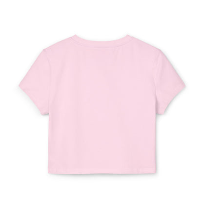 Pink Butterfly Baby Tee — Women's Cropped Graphic Tee