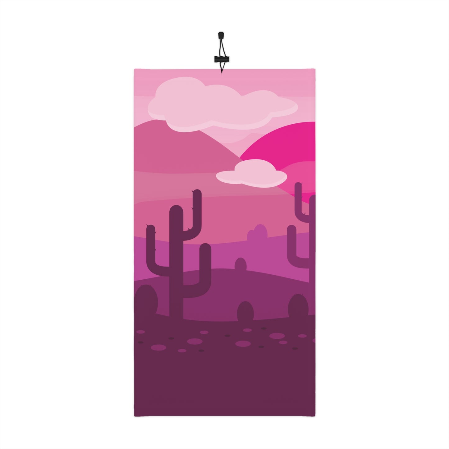 Pink Desert Sunset Neck Gaiter with Drawstring — Warm Winter Face Mask, Cactus Sunset Design
