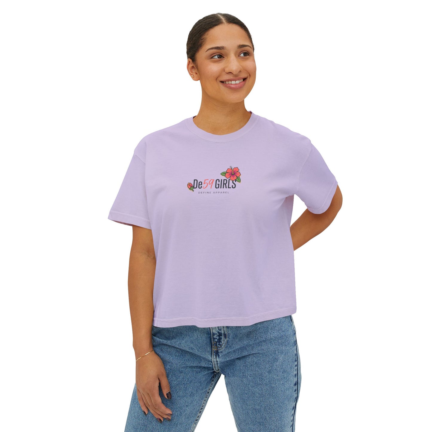 Women's Boxy Tee — 'De59  HIBISCUS  LOVE