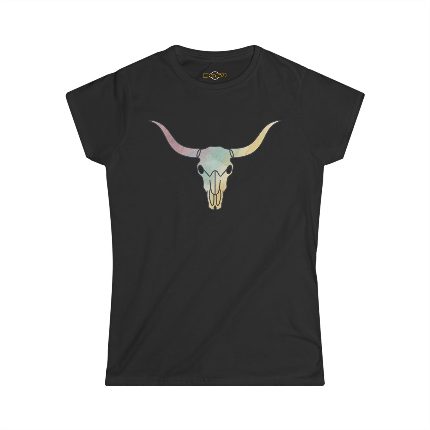 Women's Tee — Pastel Longhorn Skull (Red Star Back)