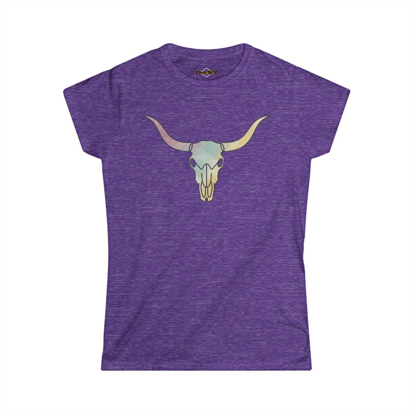 Women's Tee — Pastel Longhorn Skull (Red Star Back)