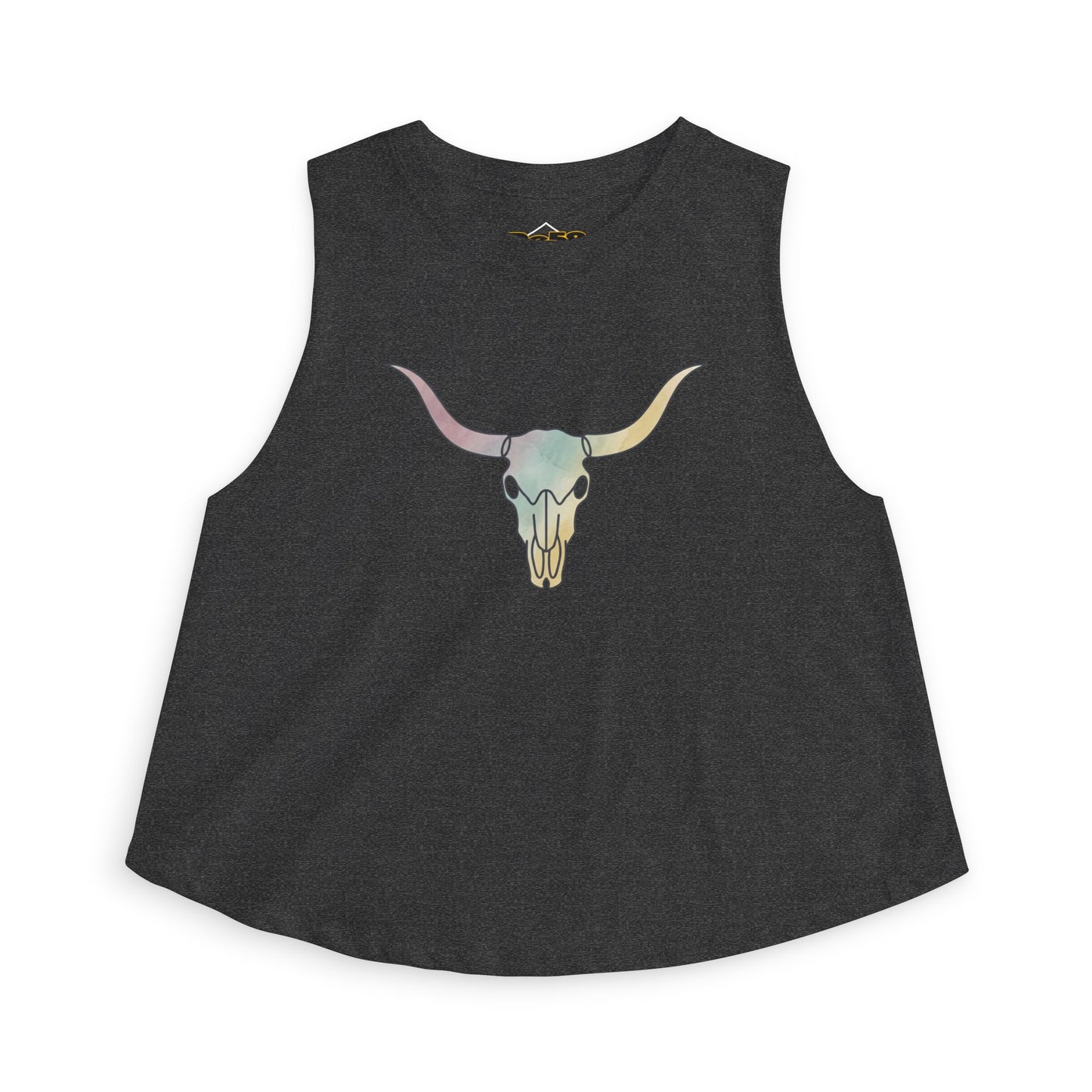 Pastel Bull Skull Crop Top — Women's Boho Western