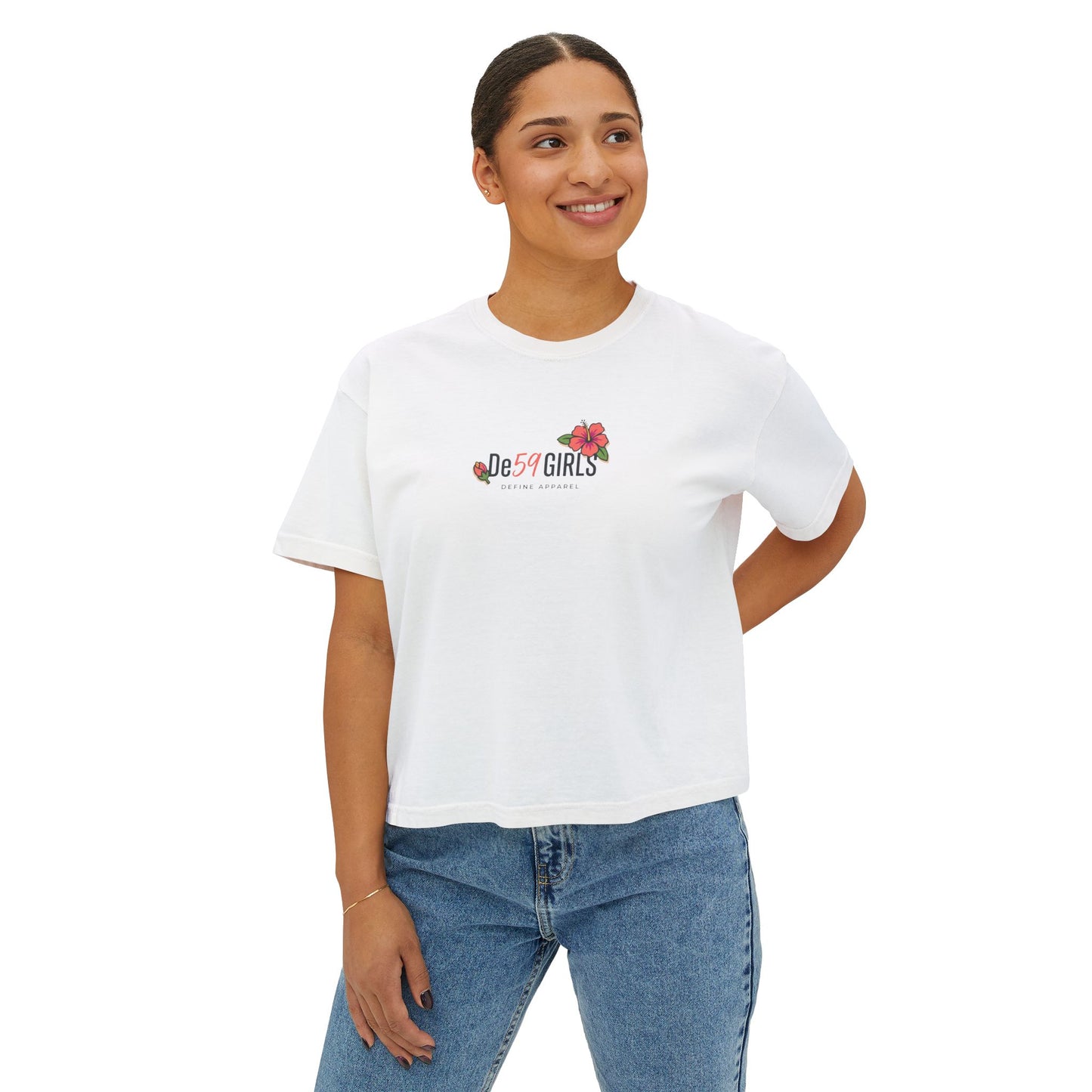 Women's Boxy Tee — 'De59  HIBISCUS  LOVE