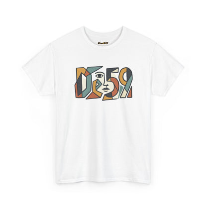 Abstract Face 'DES9' Graphic Tee — Retro Cubist Art Shirt