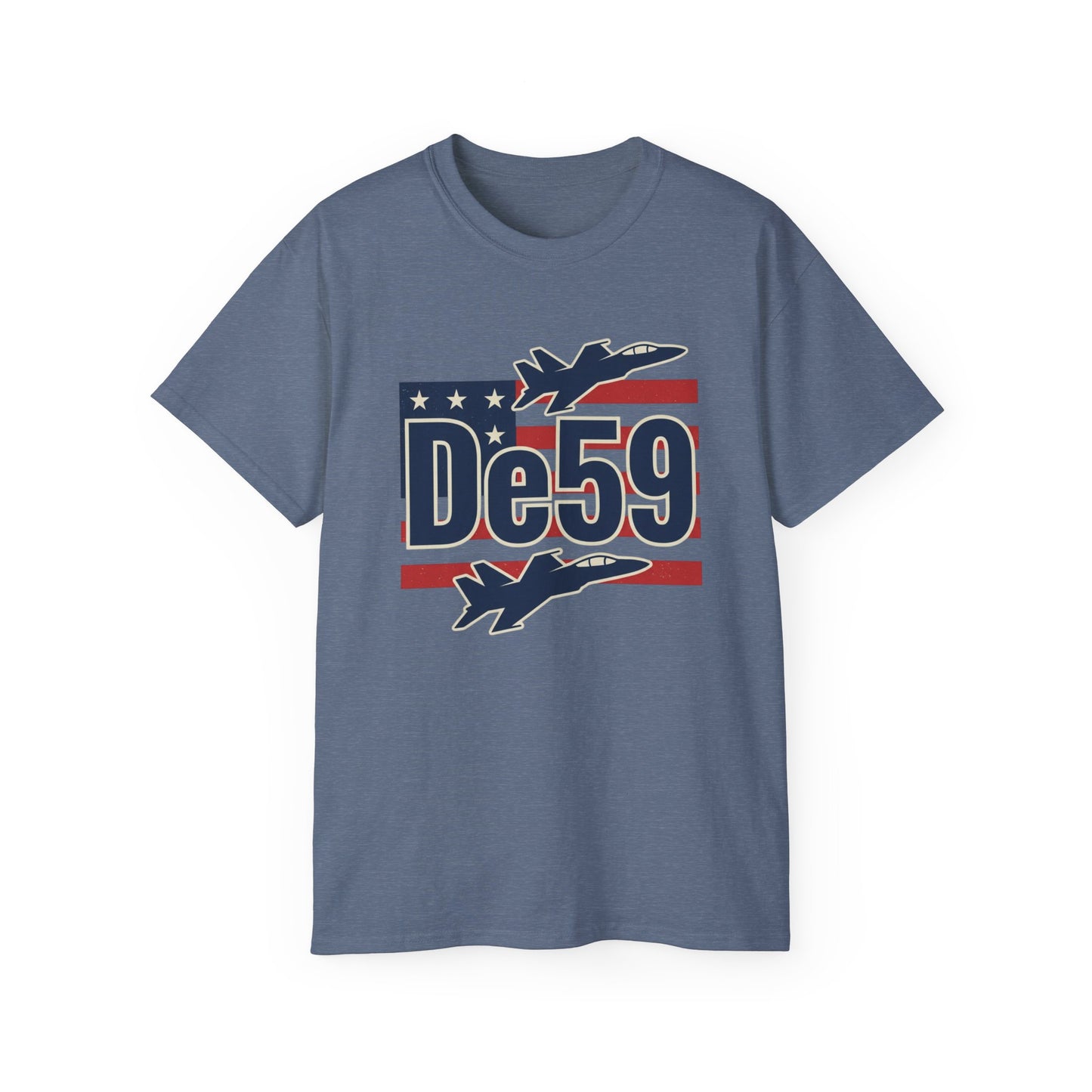 De59 Jet Fighter Tee — American Flag Military Aviation T‑Shirt