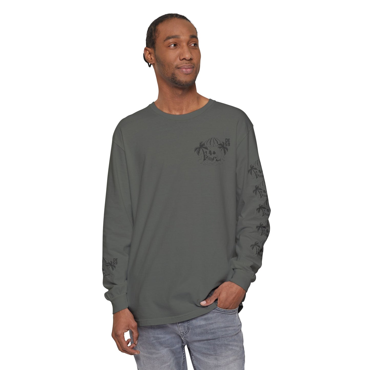 Unisex Garment-dyed -skull island Long Sleeve T-Shirt