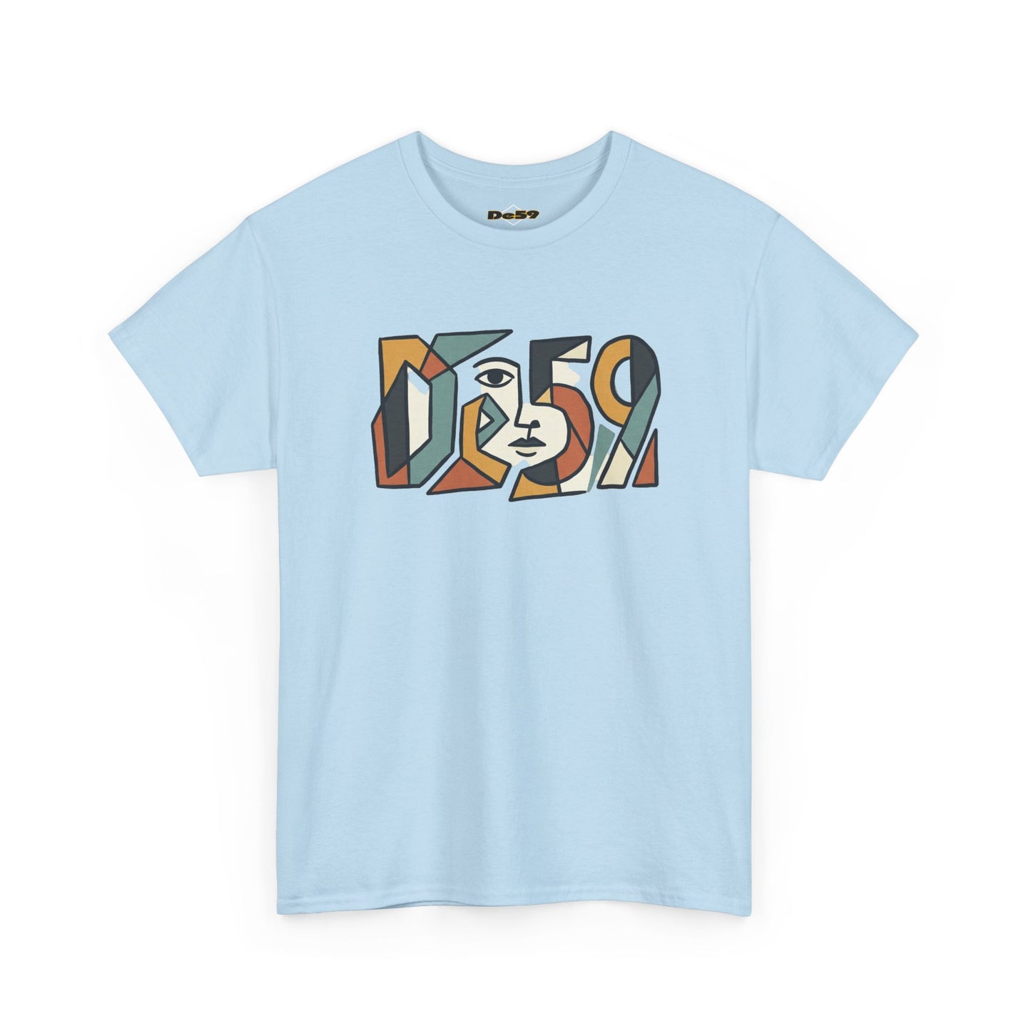 Abstract Face 'DES9' Graphic Tee — Retro Cubist Art Shirt