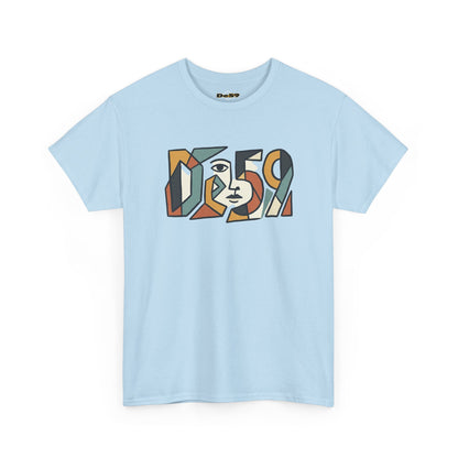 Abstract Face 'DES9' Graphic Tee — Retro Cubist Art Shirt