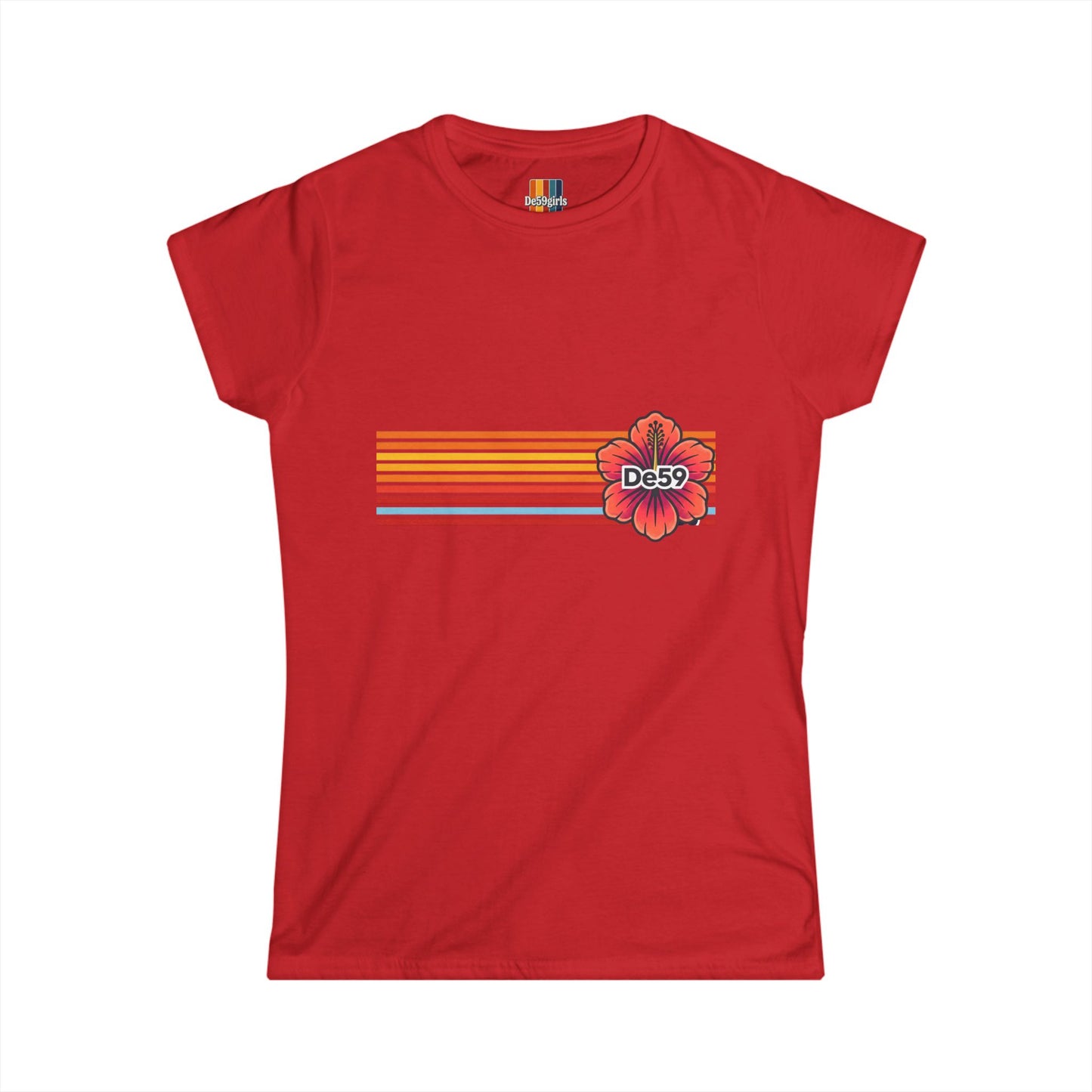 Retro Sunset Stripes with Hibiscus "Da-59"