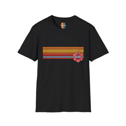 Retro Sunset Stripe T-Shirt — De59 Chest Logo