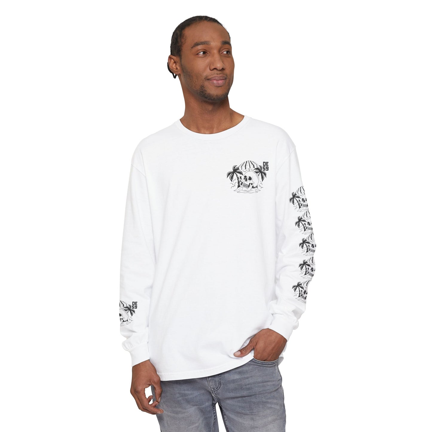 Unisex Garment-dyed -skull island Long Sleeve T-Shirt