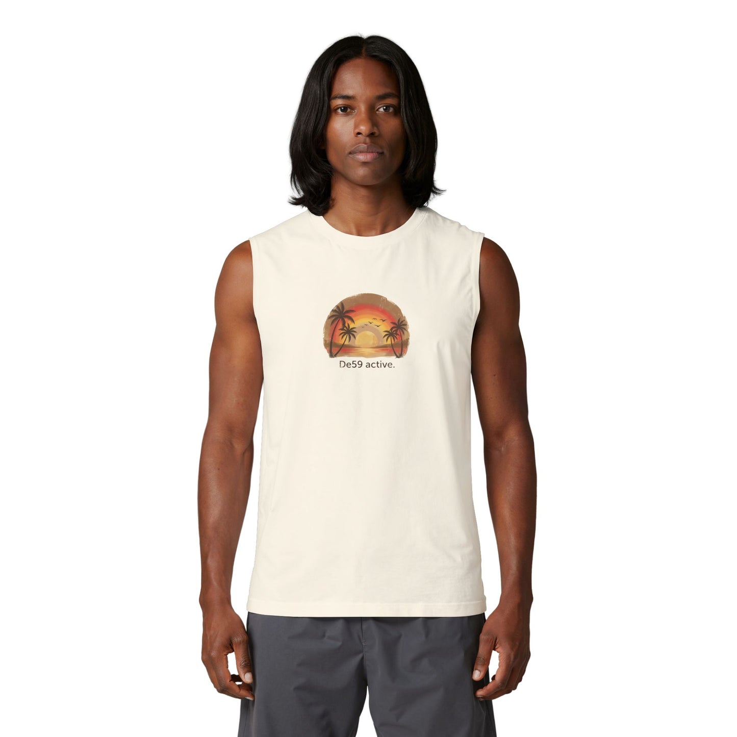 Sunset Palm Tank Top – 'De59 active' Beach Vibes Muscle Tee