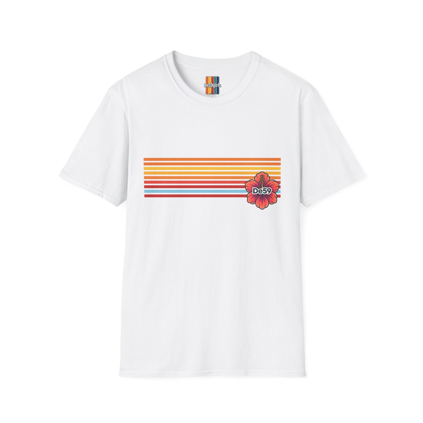 Retro Sunset Stripe T-Shirt — De59 Chest Logo