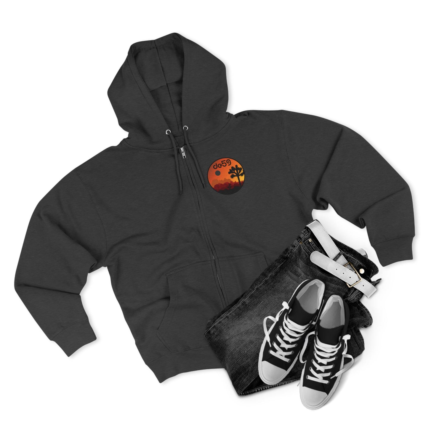 Desert Sunset Zip Hoodie — Joshua Tree Sunset Graphic Zip-Up