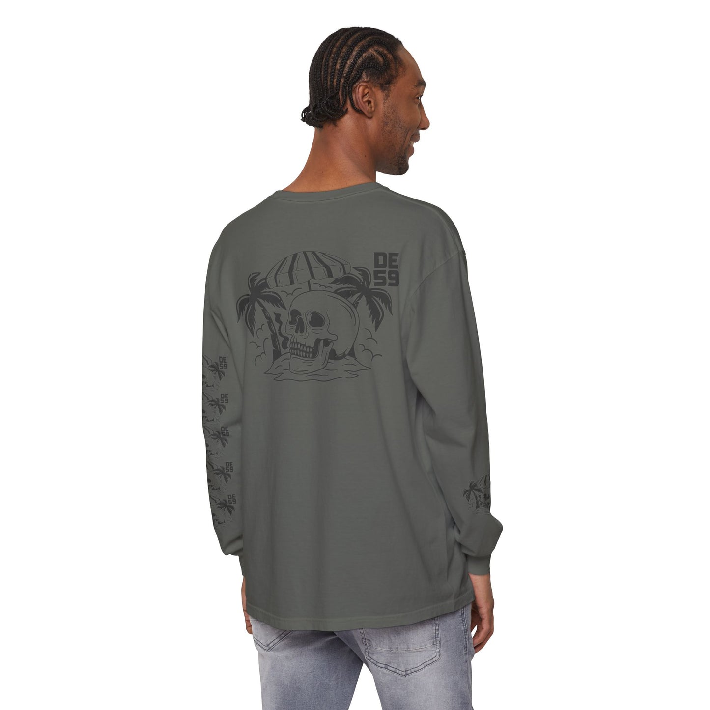 Unisex Garment-dyed -skull island Long Sleeve T-Shirt