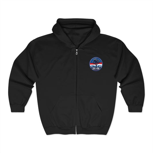 Unisex Heavy Blend™ Zip Hoodie with DE59 Logo - Perfect for Casual Style and Outdoor Adventures