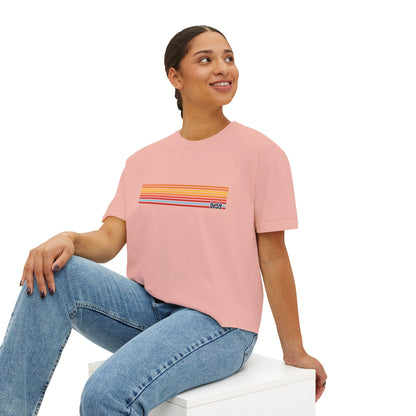 Retro Stripe Boxy Tee — Women's Vintage-Inspired Crop T-Shirt