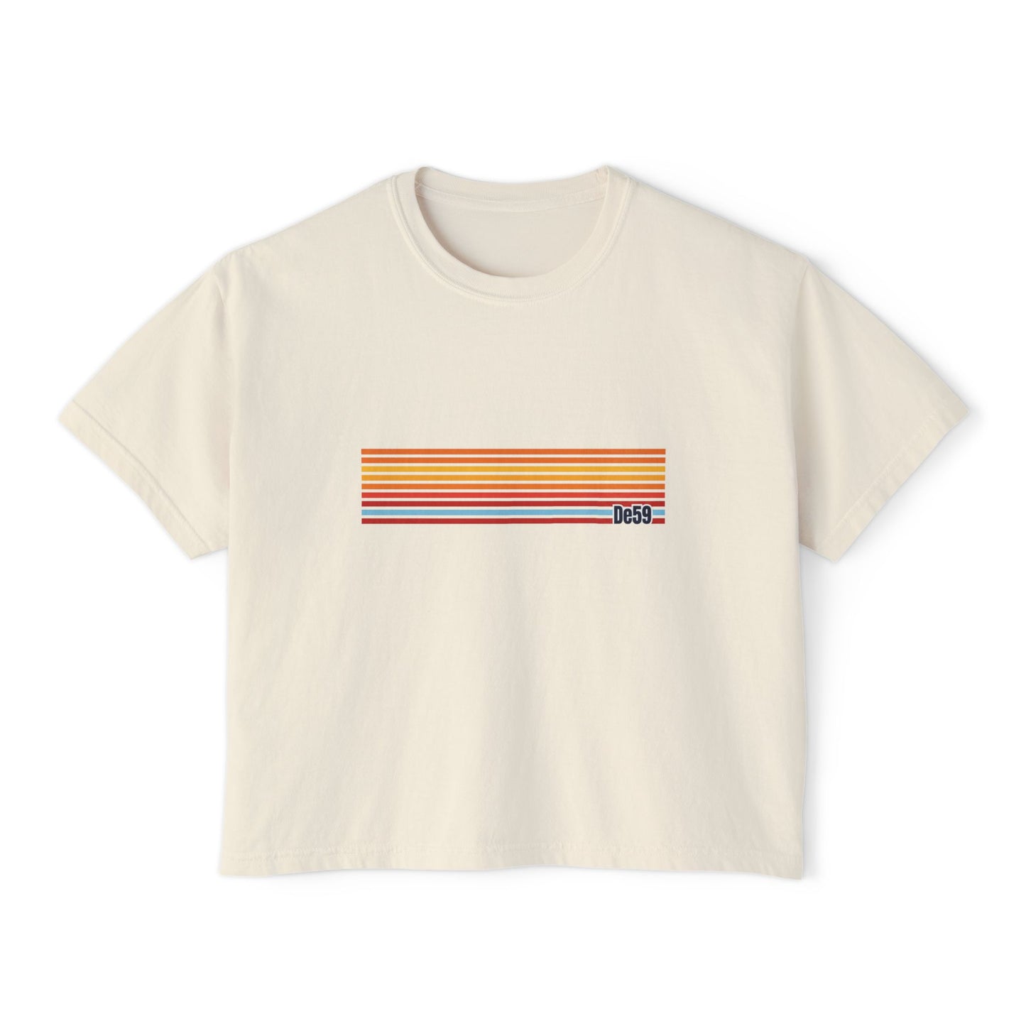 Retro Stripe Boxy Tee — Women's Vintage-Inspired Crop T-Shirt