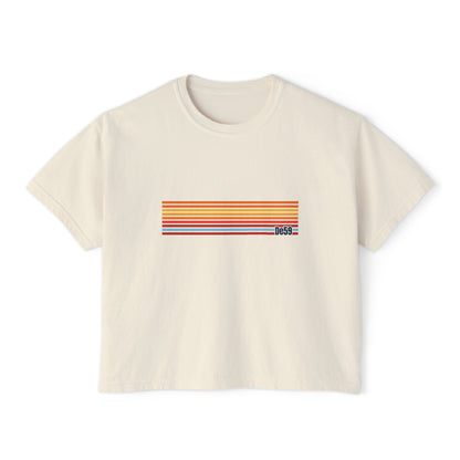 Retro Stripe Boxy Tee — Women's Vintage-Inspired Crop T-Shirt