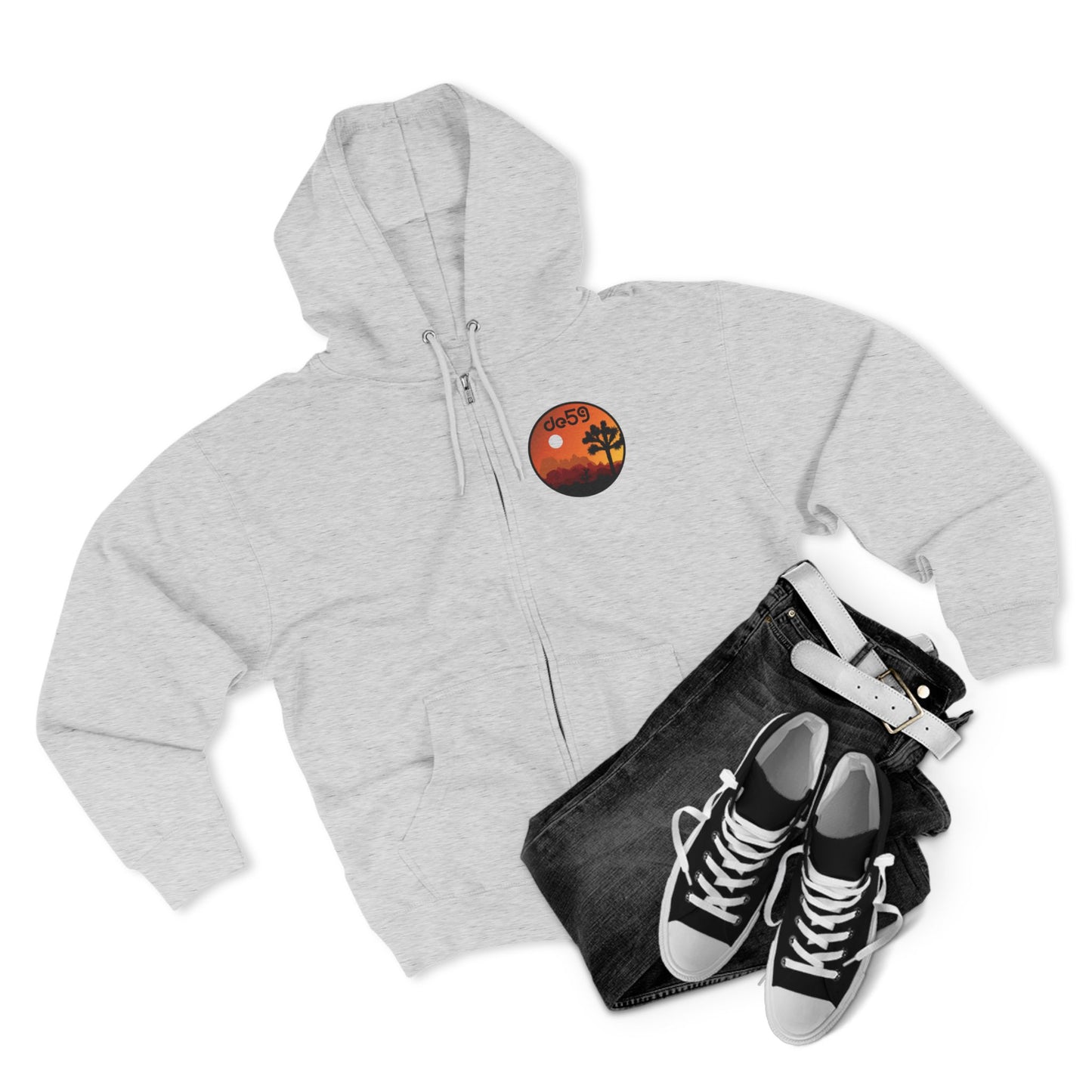 Desert Sunset Zip Hoodie — Joshua Tree Sunset Graphic Zip-Up