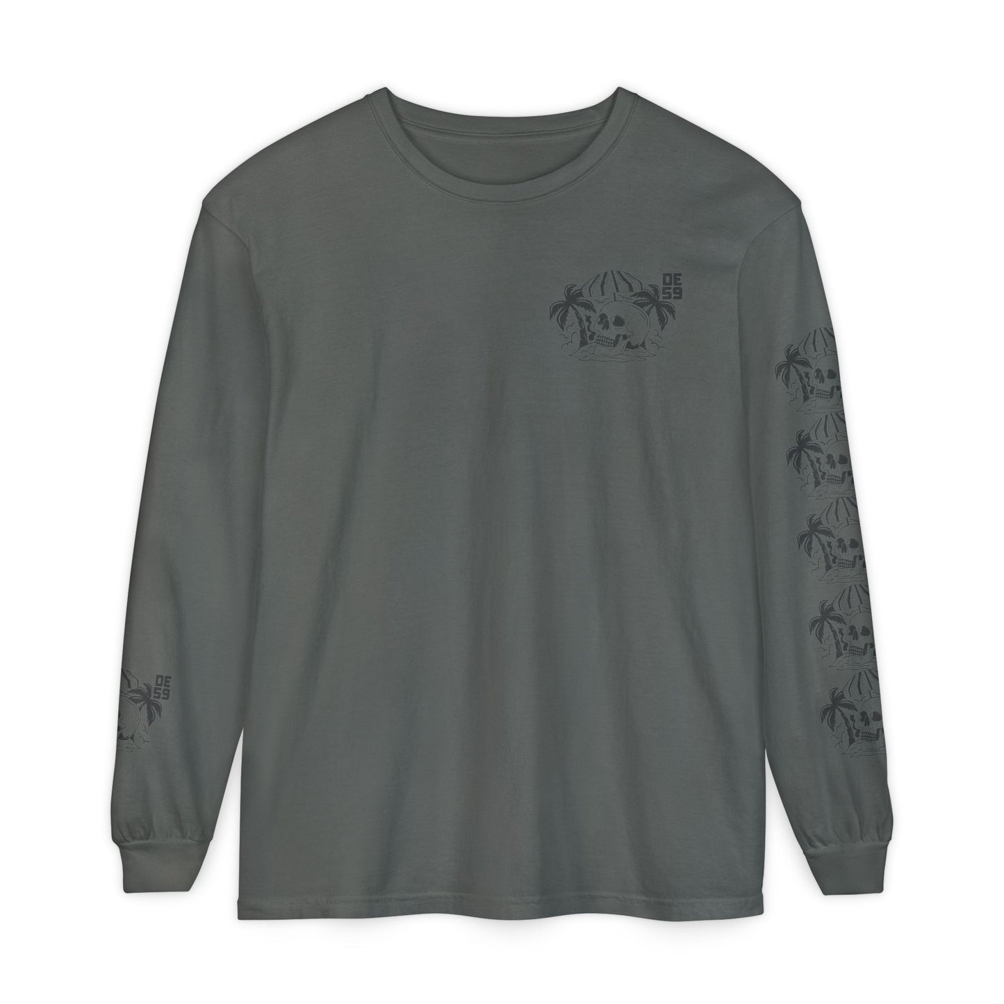 Unisex Garment-dyed -skull island Long Sleeve T-Shirt