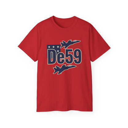 De59 Jet Fighter Tee — American Flag Military Aviation T‑Shirt