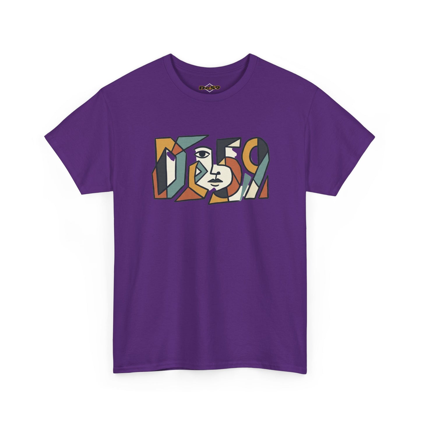 Abstract Face 'DES9' Graphic Tee — Retro Cubist Art Shirt