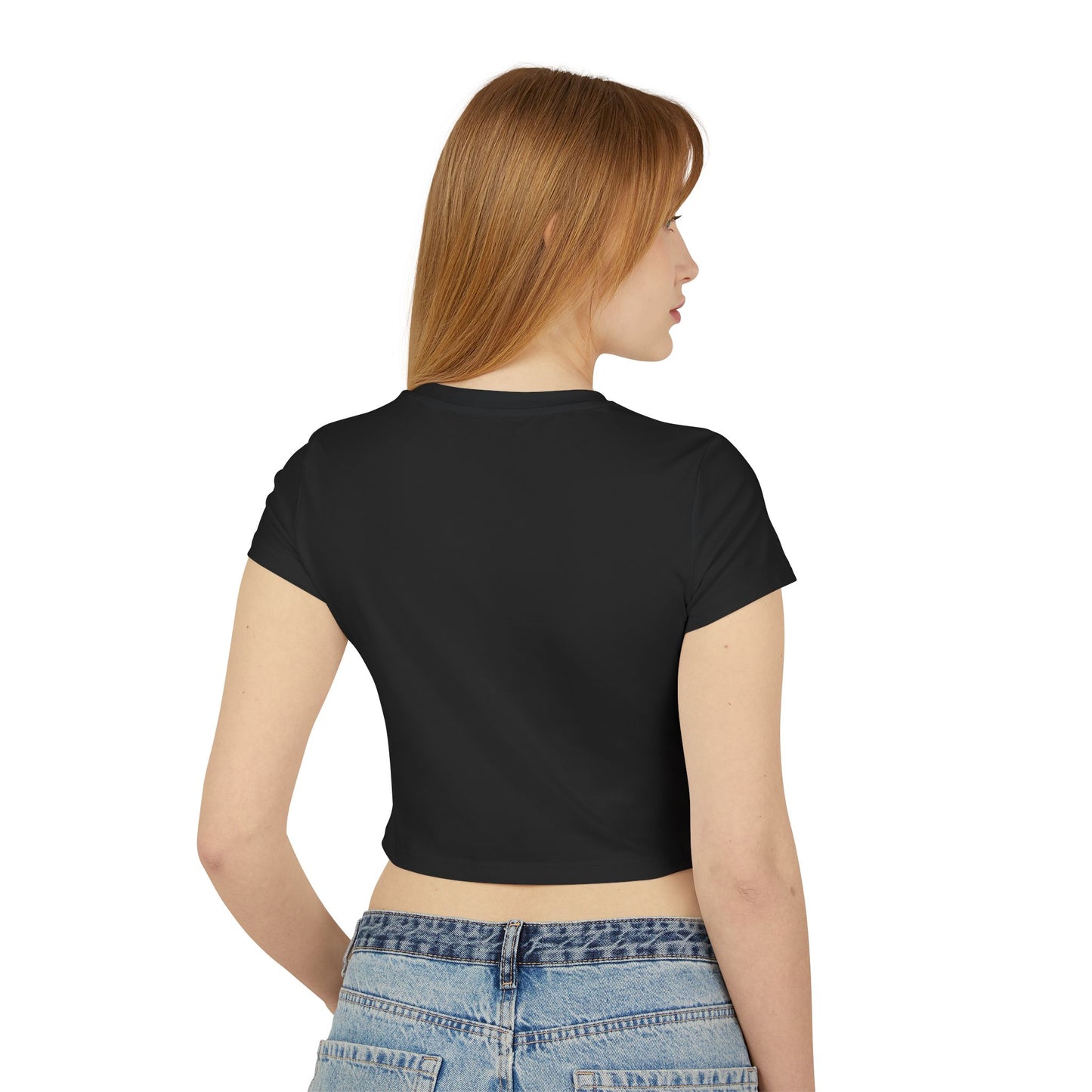 Pink Butterfly Baby Tee — Women's Cropped Graphic Tee