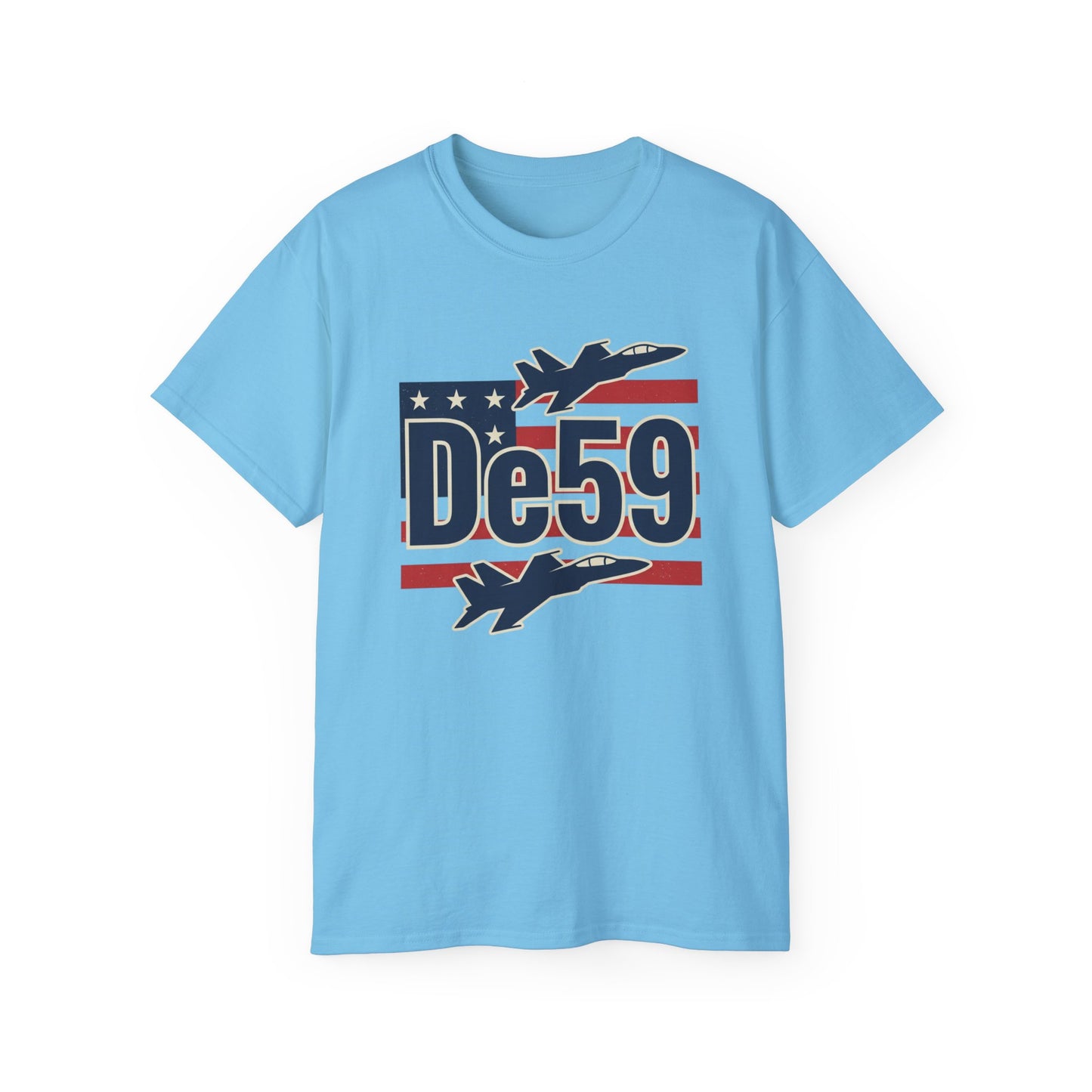 De59 Jet Fighter Tee — American Flag Military Aviation T‑Shirt