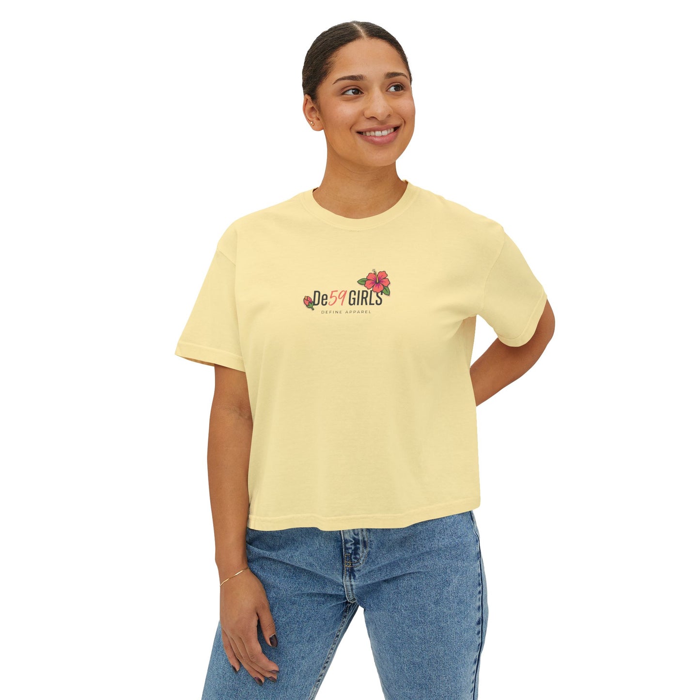 Women's Boxy Tee — 'De59  HIBISCUS  LOVE