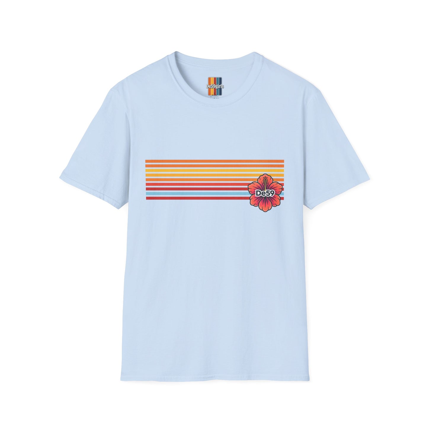Retro Sunset Stripe T-Shirt — De59 Chest Logo