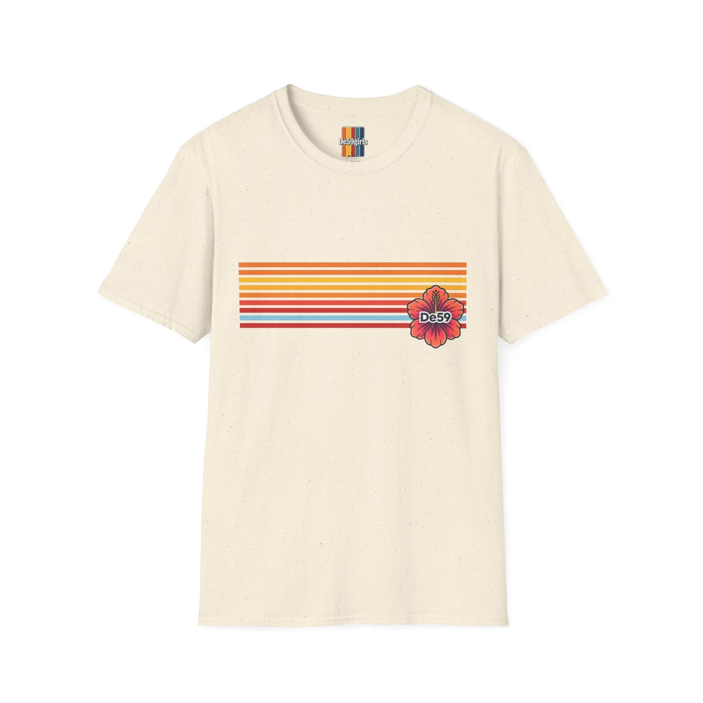 Retro Sunset Stripe T-Shirt — De59 Chest Logo