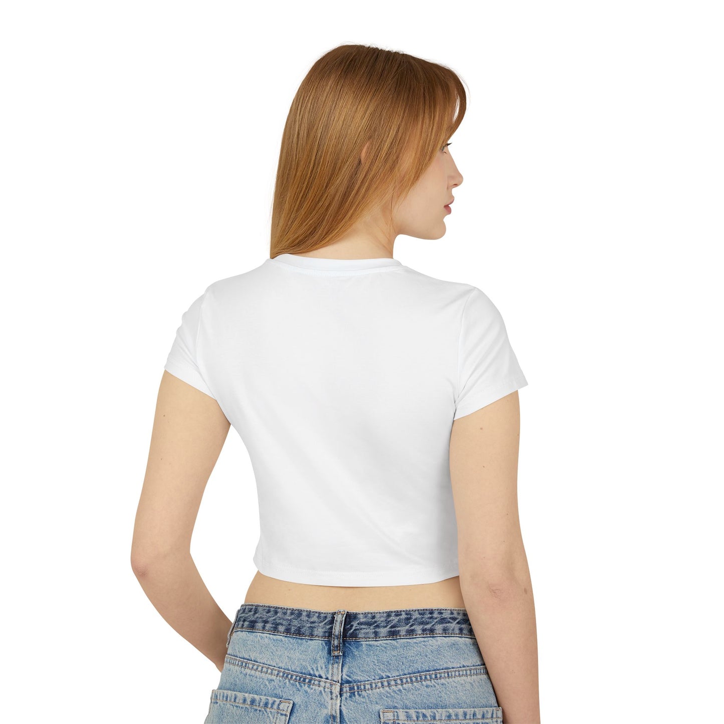 Pink Butterfly Baby Tee — Women's Cropped Graphic Tee